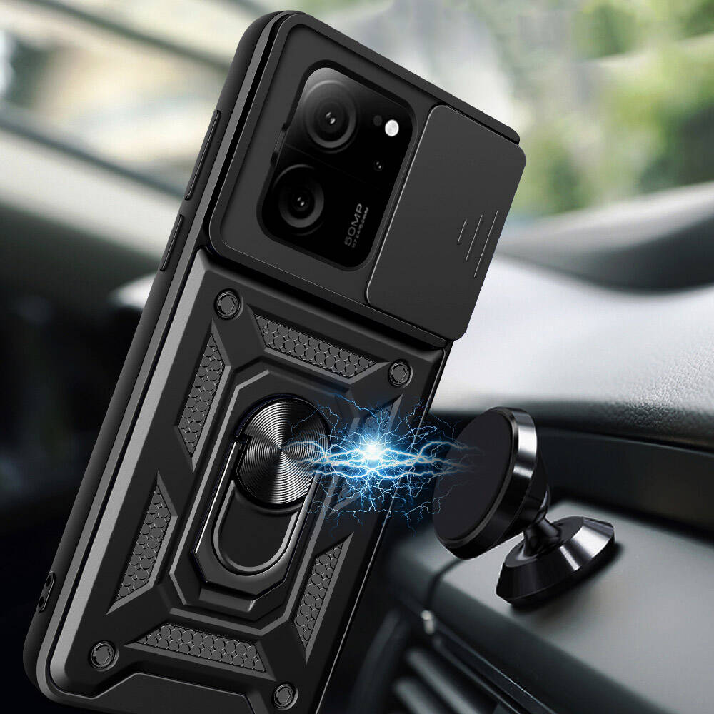 Xiaomi Mi 13T Kılıf Magnetik Standlı Kamera Korumalı Zore Sürgülü Vega Kılıf