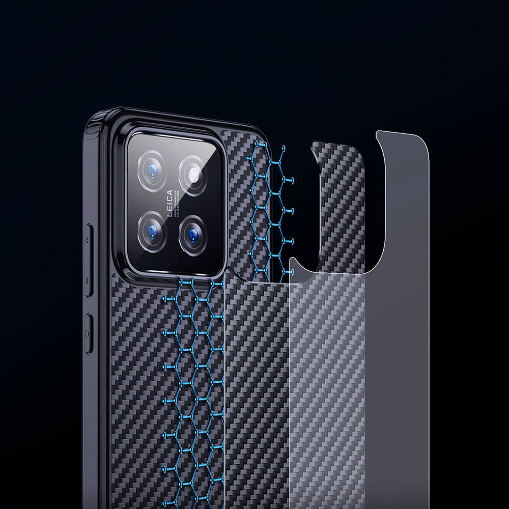 Xiaomi Mi 14 Kılıf Aramid Karbon Fiber M-safe Özellikli Wlons Radison Kılıf
