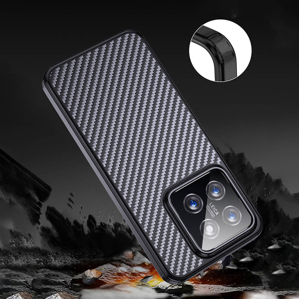 Xiaomi Mi 14 Kılıf Aramid Karbon Fiber M-safe Özellikli Wlons Radison Kılıf