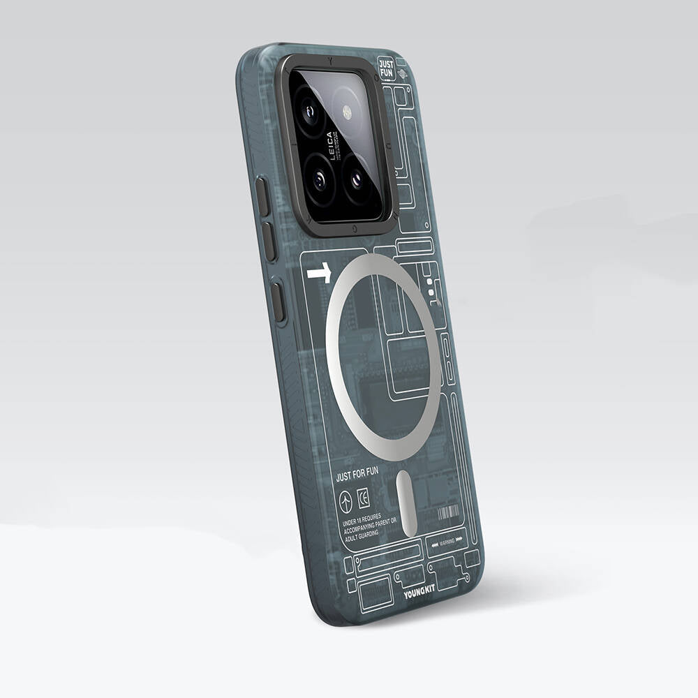 Xiaomi Mi 14 Kılıf M-safe Şarj Özellikli YoungKit Technology Serisi Kılıf