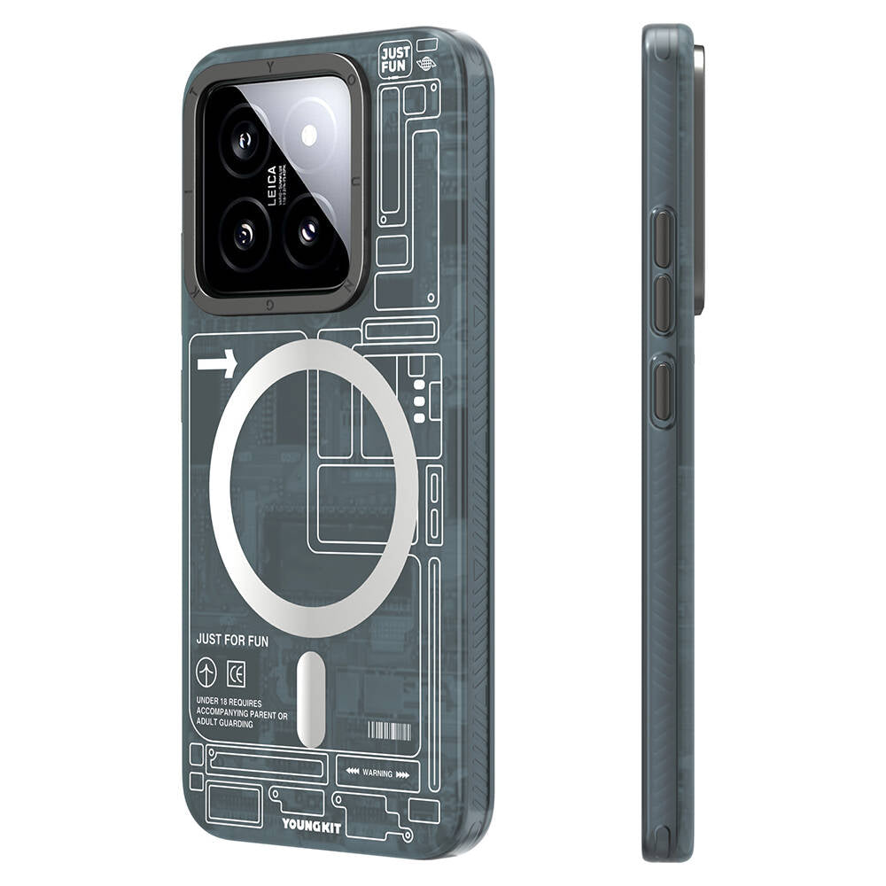 Xiaomi Mi 14 Kılıf M-safe Şarj Özellikli YoungKit Technology Serisi Kılıf