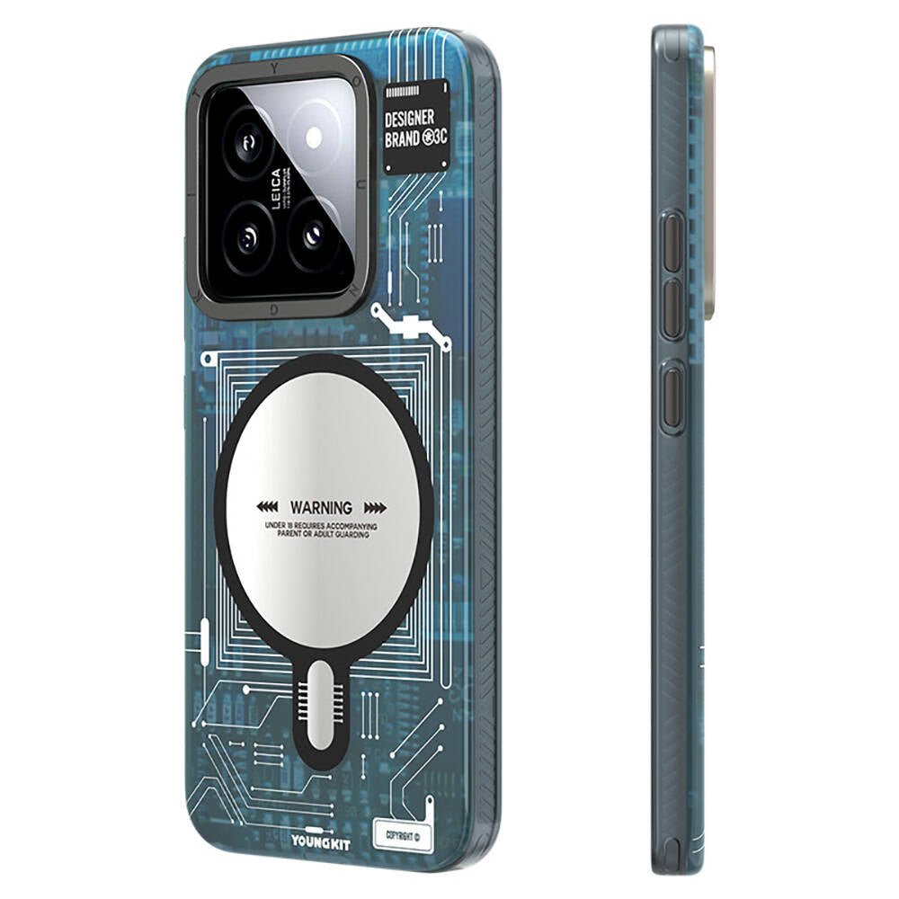 Xiaomi Mi 14 Kılıf M-safe Şarj Özellikli YoungKit Technology Serisi Kılıf