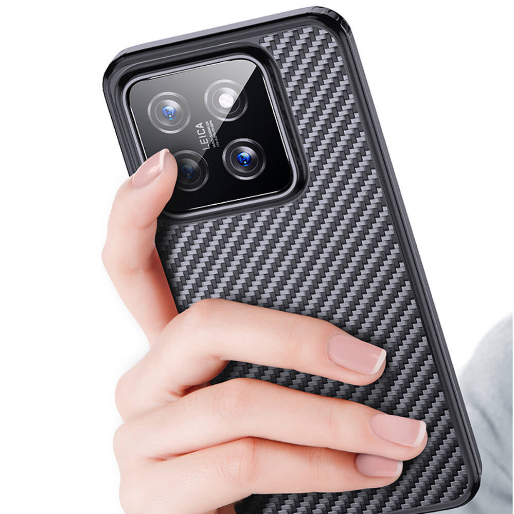 Xiaomi Mi 14 Pro Kılıf Aramid Karbon Fiber M-safe Özellikli Wlons Radison Kılıf
