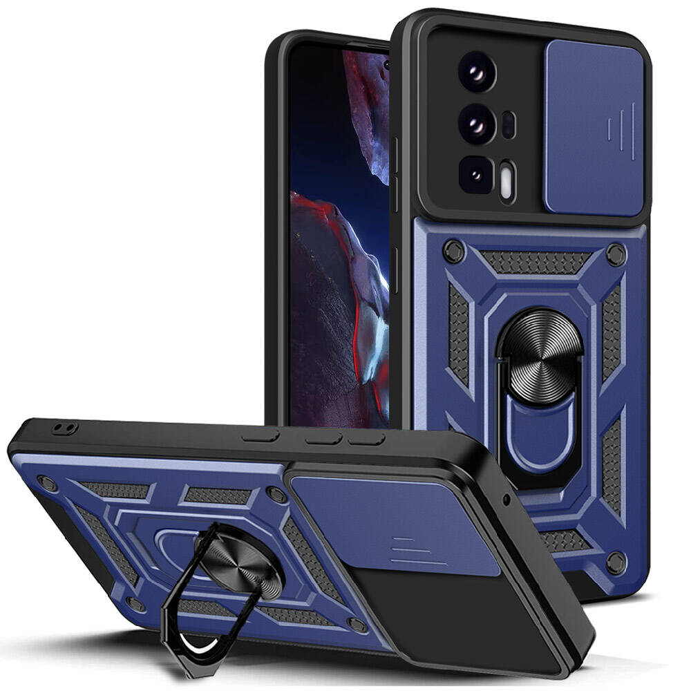 Xiaomi Poco F5 Pro Kılıf Magnetik Standlı Kamera Korumalı Zore Sürgülü Vega Kılıf