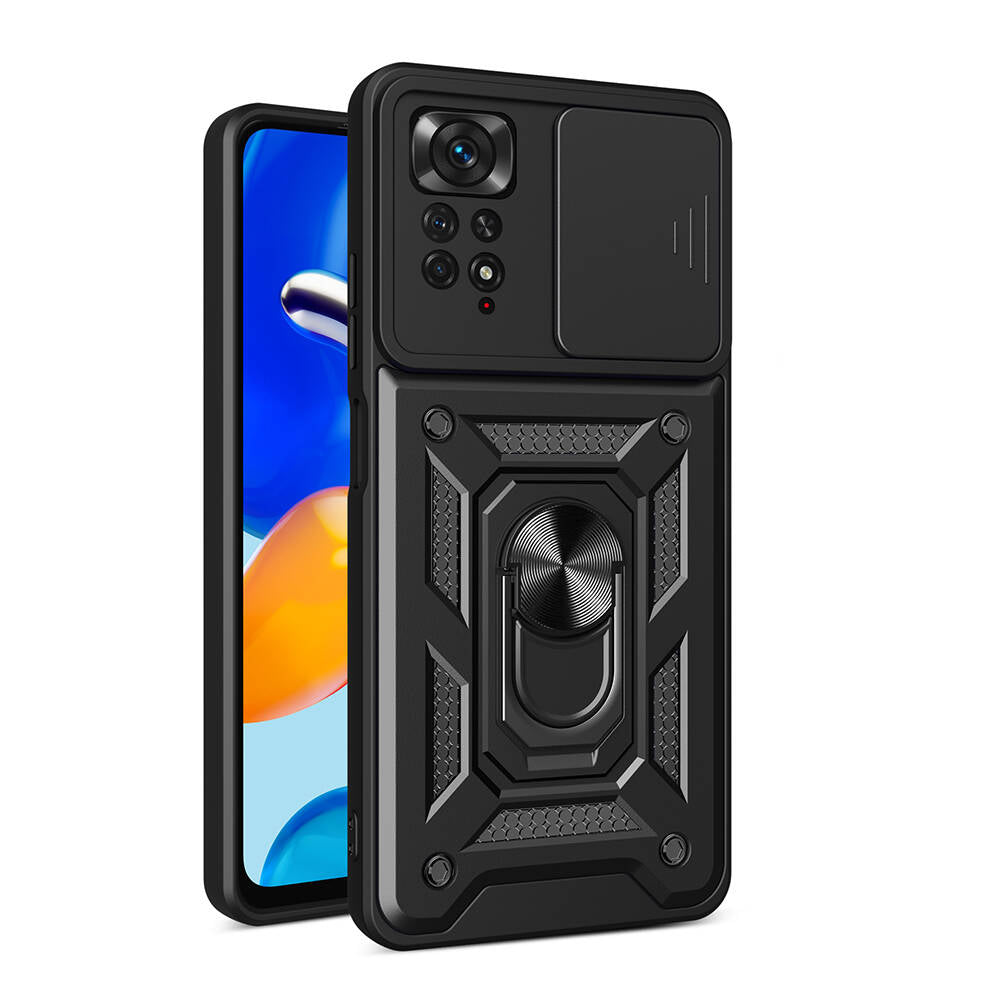 Xiaomi Redmi Note 11 Pro 4G Kılıf Magnetik Standlı Kamera Korumalı Zore Sürgülü Vega Kılıf