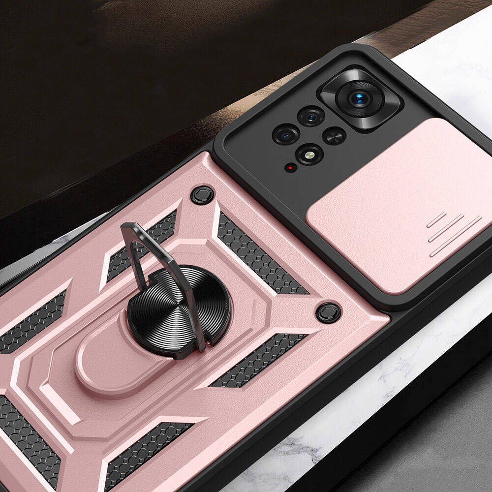 Xiaomi Redmi Note 11 Pro 4G Kılıf Magnetik Standlı Kamera Korumalı Zore Sürgülü Vega Kılıf