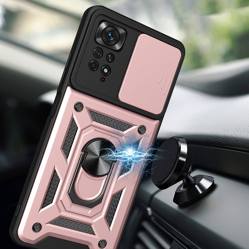 Xiaomi Redmi Note 11 Pro 4G Kılıf Magnetik Standlı Kamera Korumalı Zore Sürgülü Vega Kılıf