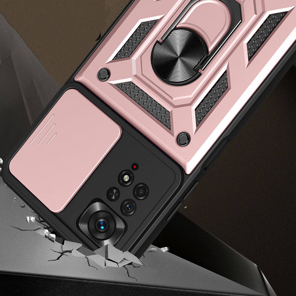 Xiaomi Redmi Note 11 Pro 4G Kılıf Magnetik Standlı Kamera Korumalı Zore Sürgülü Vega Kılıf