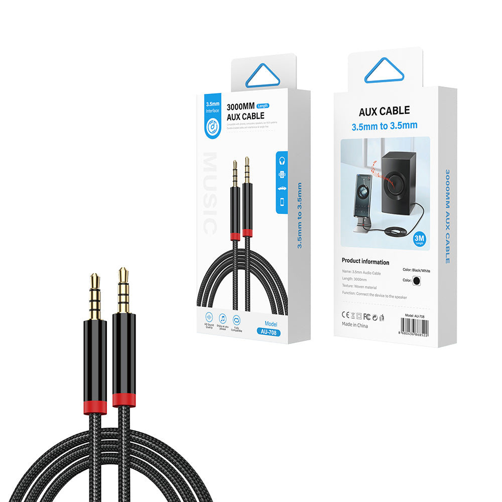 Zore AU-708 Örgü Tasarımlı Aux Audio Kablo 3.5mm 3m