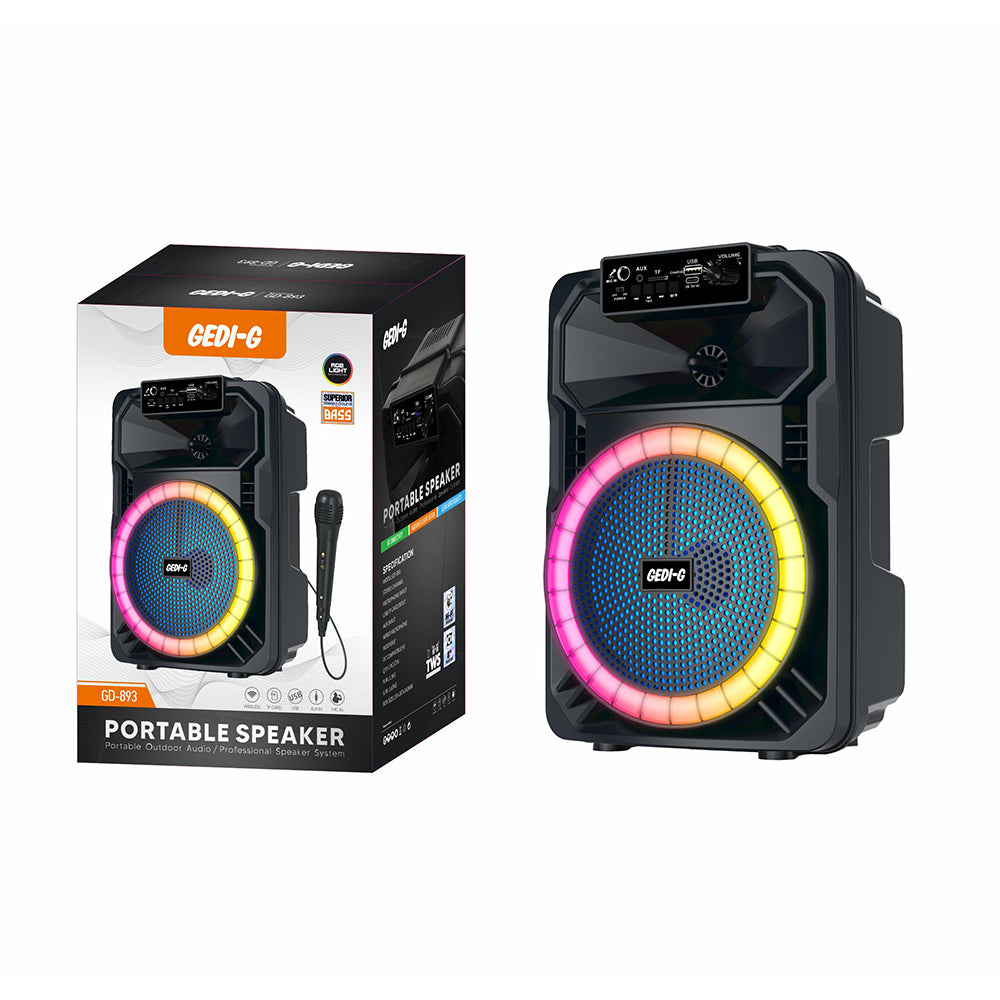 Zore GD-893 Mikrofonlu RGB TWS 8 inç Stereo Bass Kablosuz Karaoke Hoparlör