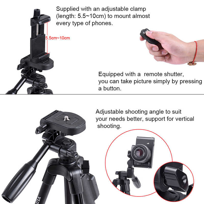 Zore Yunteng VCT 5208 Tam Orijinal Telefon Tripod