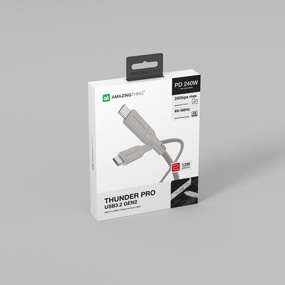 Amazingthing Thunder Pro USB3.2 Gen2 PD3.1 Port Korumalı Type-C to Type-C Kablo 120cm 240W 4K@60Hz