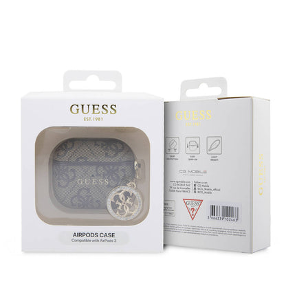 Airpods 3.Nesil Kılıf Guess Orijinal Lisanslı PU Deri 4G Desenli 4G Charm Kılıf