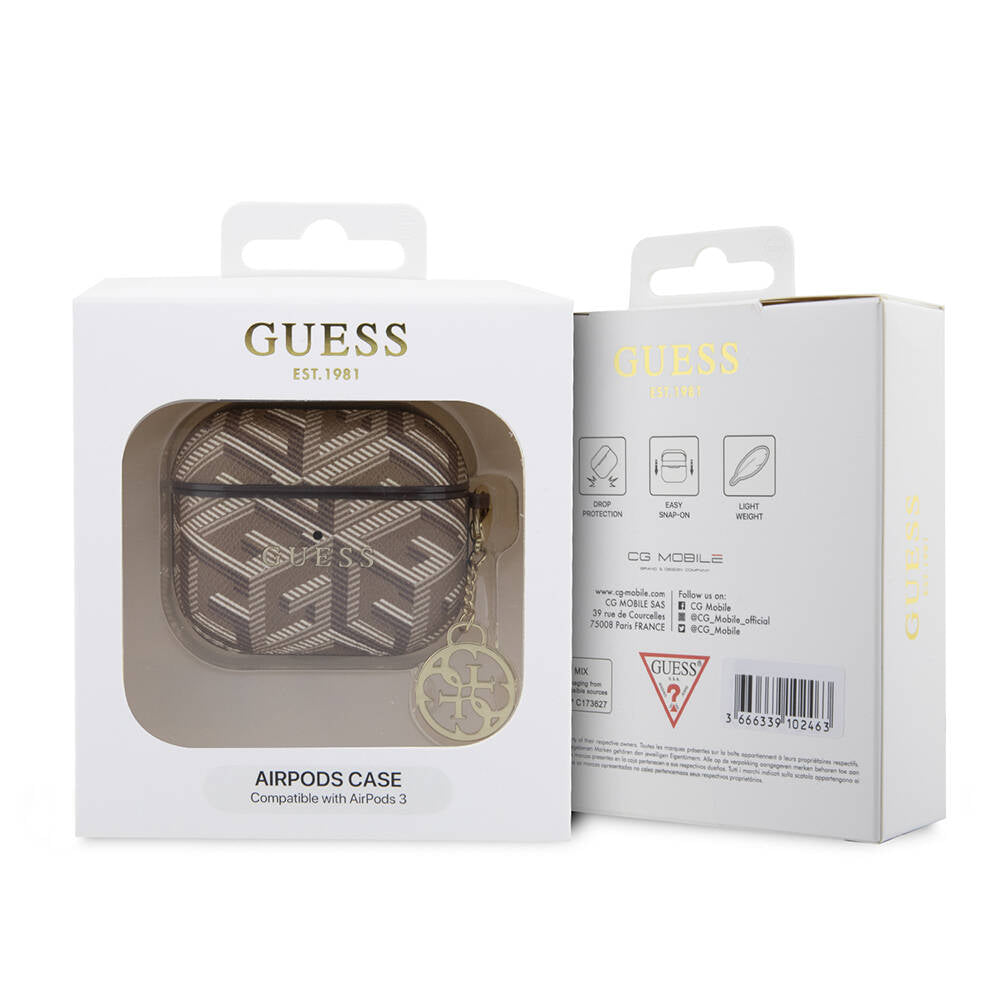 Airpods 3. Nesil Kılıf Guess Orijinal Lisanslı G Cube Desenli 4G Süs Zincirli Kılıf