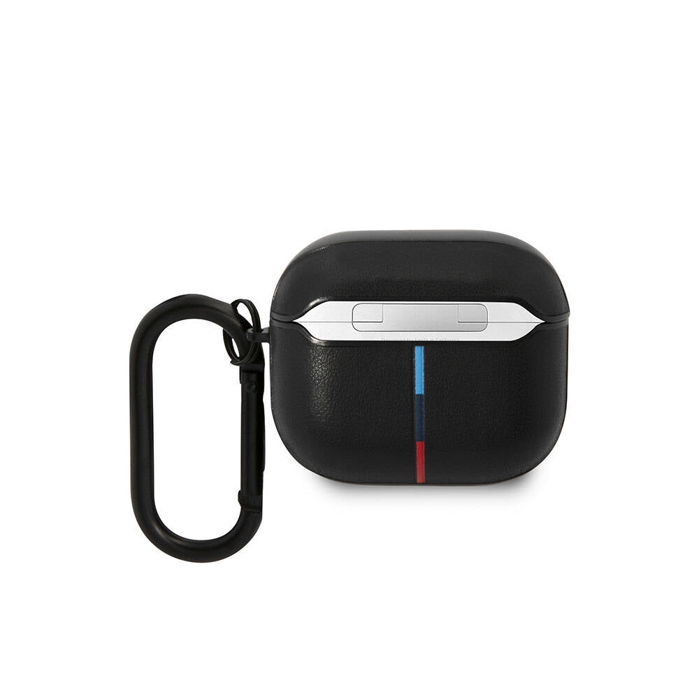Airpods 3.Nesil Kılıf BMW Orijinal Lisanslı PU Deri Tasarımlı 3 Renk Çizgili Çift Metal Logolu Kılıf