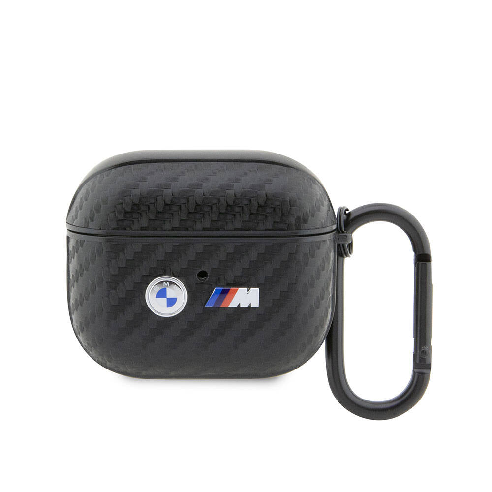 Airpods 3.Nesil Kılıf BMW orijinal Lisanslı PU Karbon Fiber Tasarımlı Çift Metal Logolu Kılıf