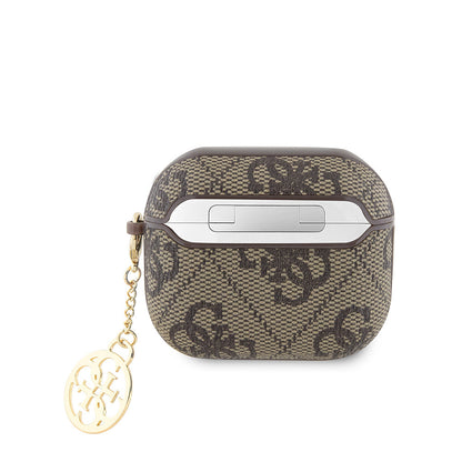 Airpods 3.Nesil Kılıf Guess Orijinal Lisanslı PU Deri 4G Desenli 4G Sade Askılı Kılıf