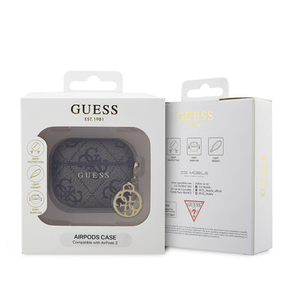 Airpods 3.Nesil Kılıf Guess Orijinal Lisanslı PU Deri 4G Desenli 4G Sade Askılı Kılıf