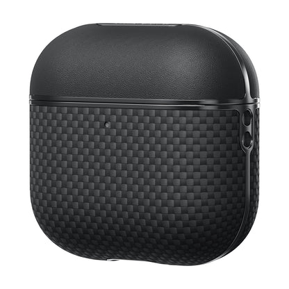 Airpods 4 Kılıf 1500D Aramid Fiber Pitaka Ultra-Slim Classic Serisi Black-Grey Twill Kılıf