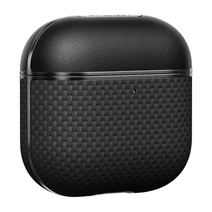 Airpods 4 Kılıf 1500D Aramid Fiber Pitaka Ultra-Slim Classic Serisi Black-Grey Twill Kılıf
