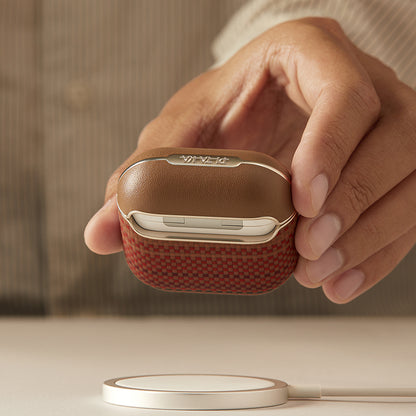 Airpods 4 Kılıf Aramid Fiber Pitaka Tactile Woven Sunset-Moonrise Serisi Sunset Kılıf