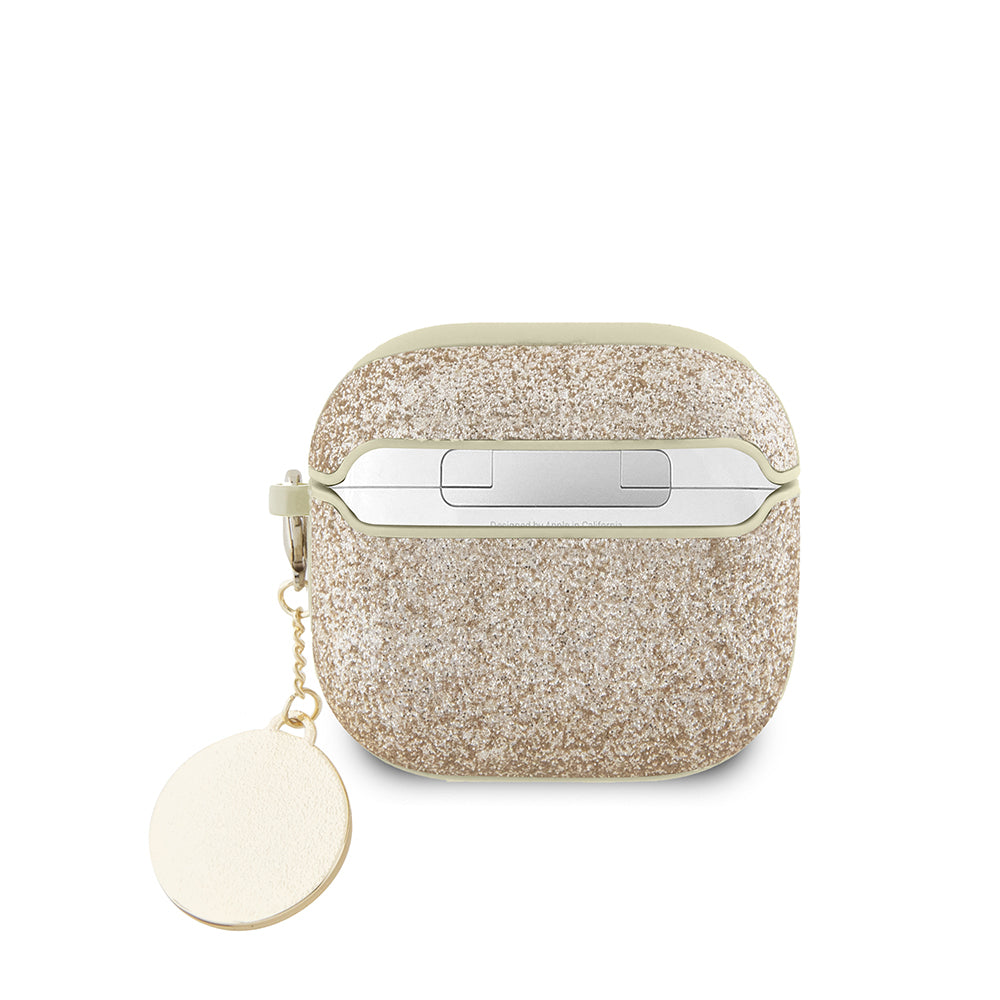 Airpods 4 Kılıf Guess Orijinal Lisanslı Glitter Elmas Kalp Süs Zincirli Kılıf