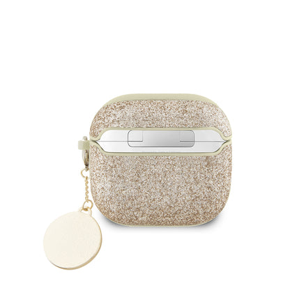 Airpods 4 Kılıf Guess Orijinal Lisanslı Glitter Elmas Kalp Süs Zincirli Kılıf