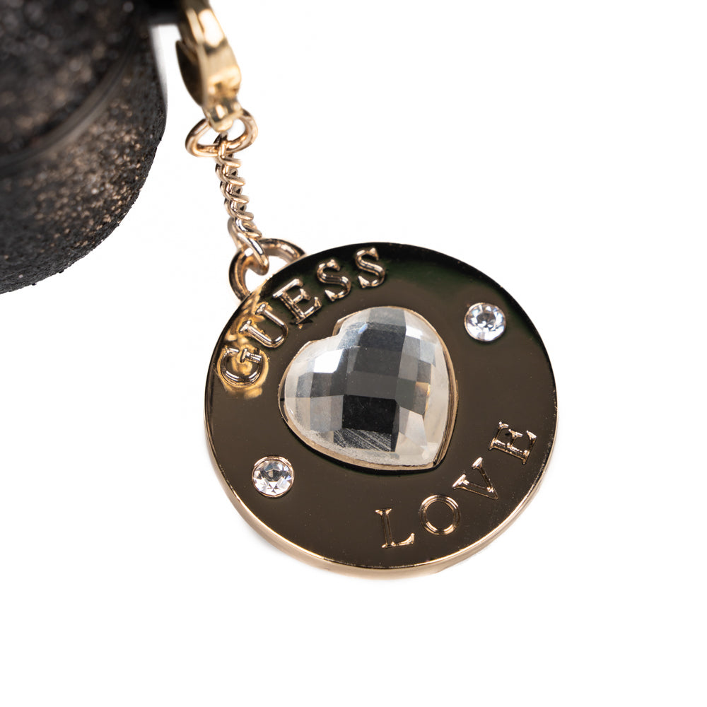 Airpods 4 Kılıf Guess Orijinal Lisanslı Glitter Elmas Kalp Süs Zincirli Kılıf