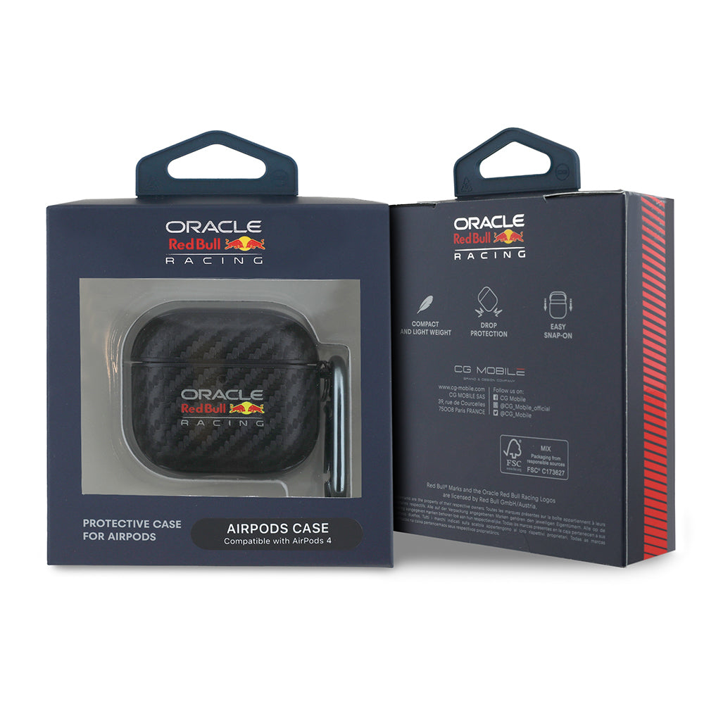 Airpods 4 Kılıf Redbull Orijinal Lisanslı PU Karbon Fiber Tasarımlı Askı Aparatlı Kılıf