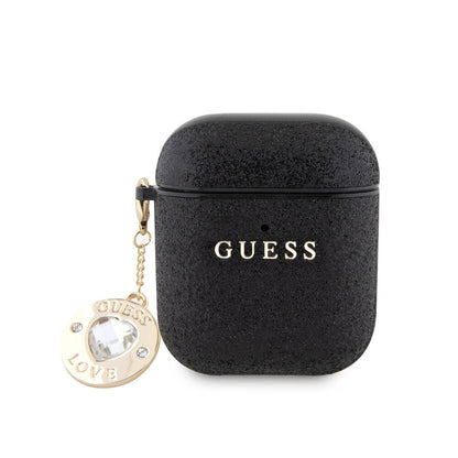Airpods Kılıf Guess Orijinal Lisanslı Glitter Elmas Kalp Süs Zincirli Kılıf