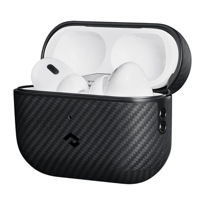 Airpods Pro 2 Kılıf 600D Aramid Fiber Pitaka Classic Serisi Black-Grey Twill Kılıf