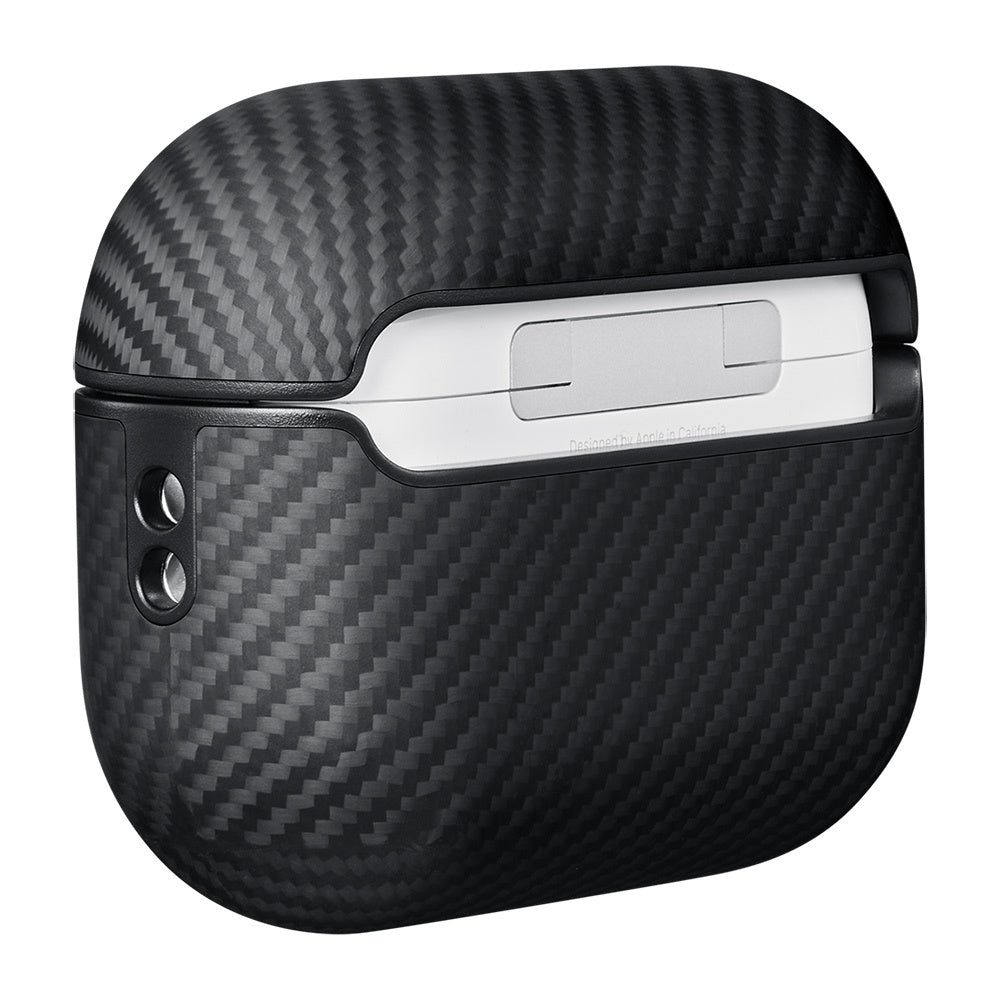 Airpods Pro 2 Kılıf 600D Aramid Fiber Pitaka Classic Serisi Black-Grey Twill Kılıf