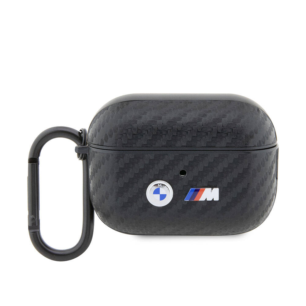 Airpods Pro 2 Kılıf BMW Orijinal Lisanslı PU Karbon Fiber Tasarımlı Çift Metal Logolu Kılıf