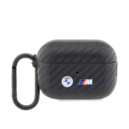 Airpods Pro 2 Kılıf BMW Orijinal Lisanslı PU Karbon Fiber Tasarımlı Çift Metal Logolu Kılıf