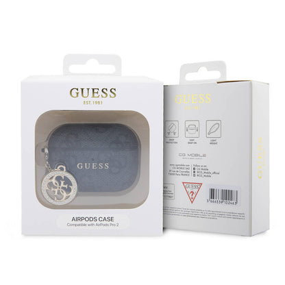Airpods Pro 2 Kılıf Guess Orijinal Lisanslı 4G Desenli Taşlı 4G Süs Zincirli Kılıf