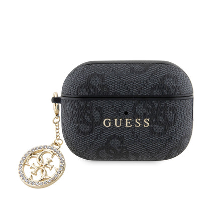 Airpods Pro 2 Kılıf Guess Orijinal Lisanslı 4G Desenli Taşlı 4G Süs Zincirli Kılıf