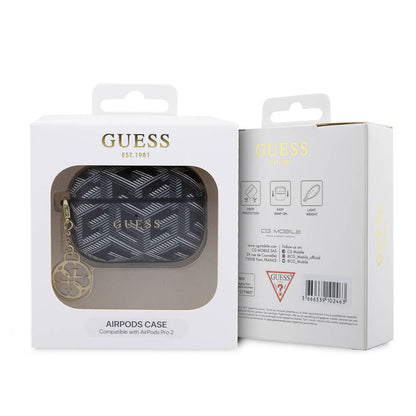 Airpods Pro 2 Kılıf Guess Orijinal Lisanslı G Cube Desenli 4G Süs Zincirli Kılıf