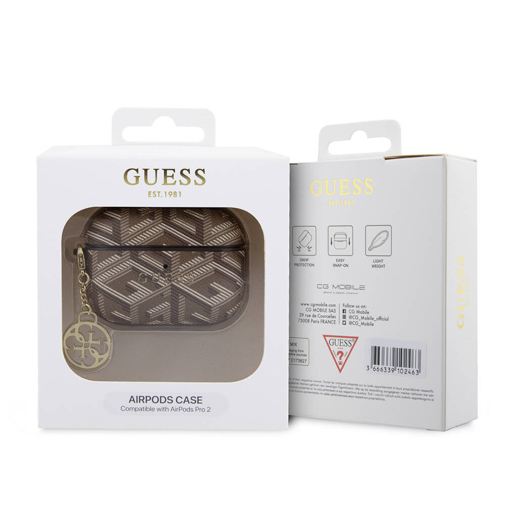 Airpods Pro 2 Kılıf Guess Orijinal Lisanslı G Cube Desenli 4G Süs Zincirli Kılıf