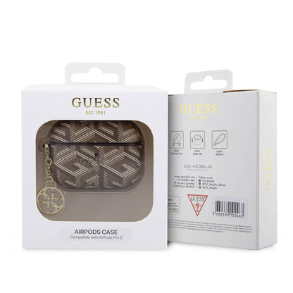 Airpods Pro 2 Kılıf Guess Orijinal Lisanslı G Cube Desenli 4G Süs Zincirli Kılıf