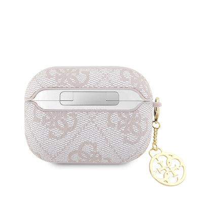 Airpods Pro 2 Kılıf Guess orijinal Lisanslı 4G Desenli Metal Script Logolu 4G Charm PU Deri Kılıf