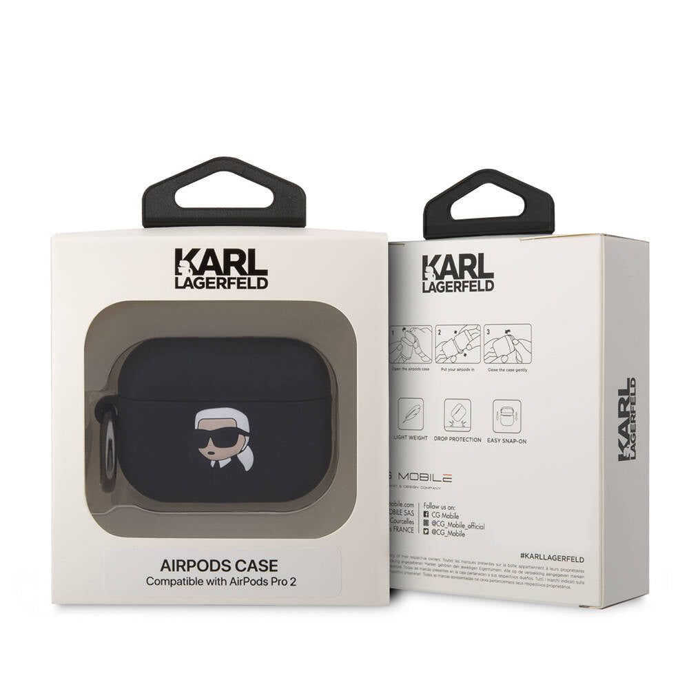 Airpods Pro 2 Kılıf Karl Lagerfeld Orijinal Lisanslı Karl 3D Silikon Kılıf