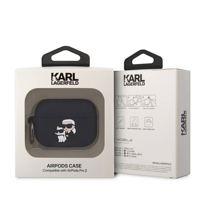 Airpods Pro 2 Kılıf Karl Lagerfeld orijinal Lisanslı Karl & Choupette 3D Silikon Kılıf