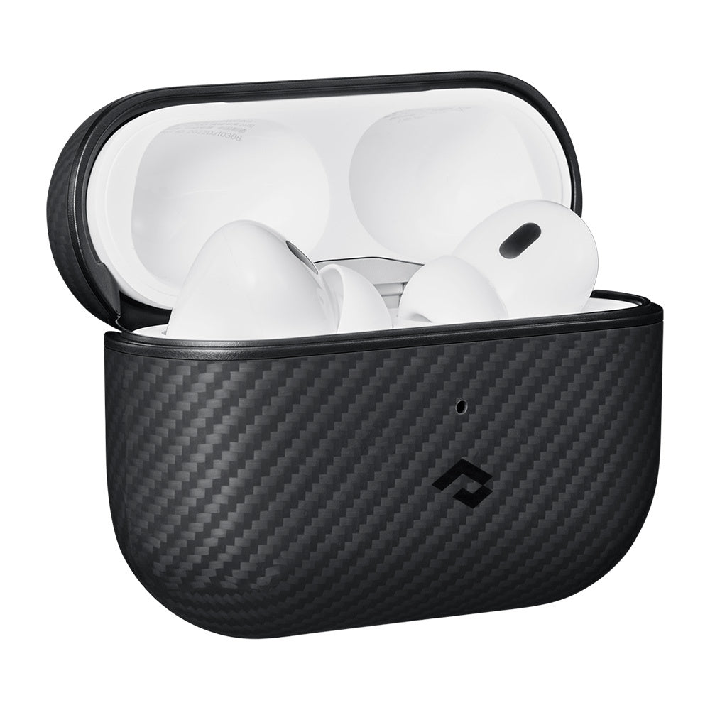 Airpods Pro 2 Kılıf M-safe Şarj Özellikli 600D Aramid Fiber Pitaka Classic Serisi Black-Grey Twill Kılıf