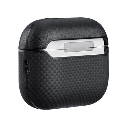 Airpods Pro 3 Kılıf 1500D Aramid Fiber Pitaka Ultra-Slim Classic Serisi Black-Grey Twill Kılıf