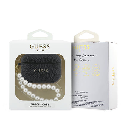 Airpods Pro 3 Kılıf Guess Orijinal Lisanslı 4G Desenli İnci Bilek Askılı Kılıf