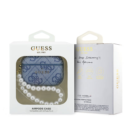 Airpods Pro 3 Kılıf Guess Orijinal Lisanslı 4G Desenli İnci Bilek Askılı Kılıf