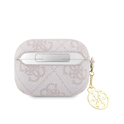Airpods Pro 3 Kılıf Guess Orijinal Lisanslı 4G Desenli Metal Script Logolu 4G Charm PU Deri Kılıf
