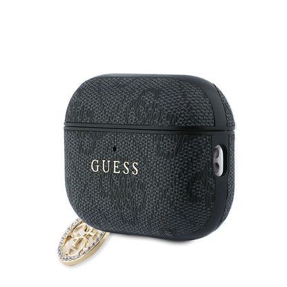 Airpods Pro 3 Kılıf Guess Orijinal Lisanslı PU Deri 4G Desenli 4G Charm Kılıf