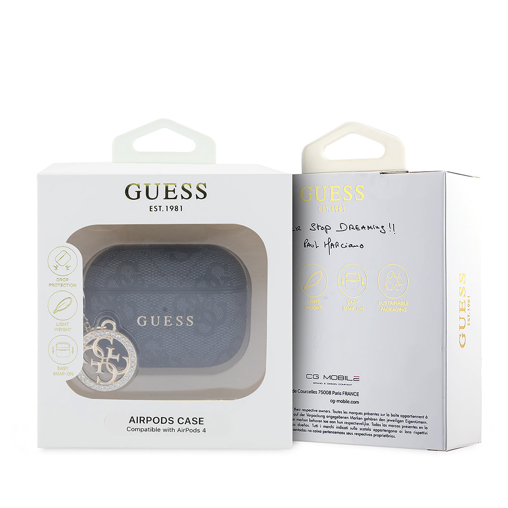 Airpods Pro 3 Kılıf Guess Orijinal Lisanslı PU Deri 4G Desenli 4G Charm Kılıf