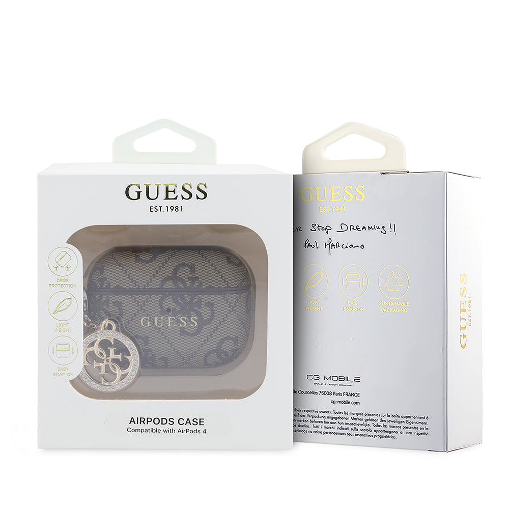Airpods Pro 3 Kılıf Guess Orijinal Lisanslı PU Deri 4G Desenli 4G Charm Kılıf